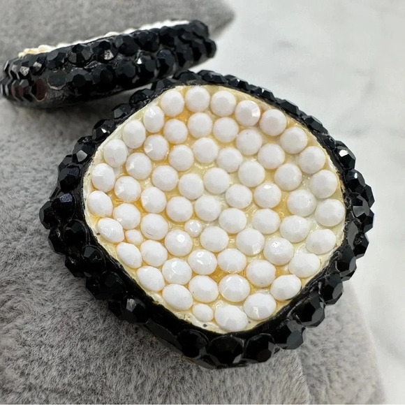 Vintage Richard Kerr Clip On Earrings Black White Square Statement Disco 80s - Picture 4 of 7